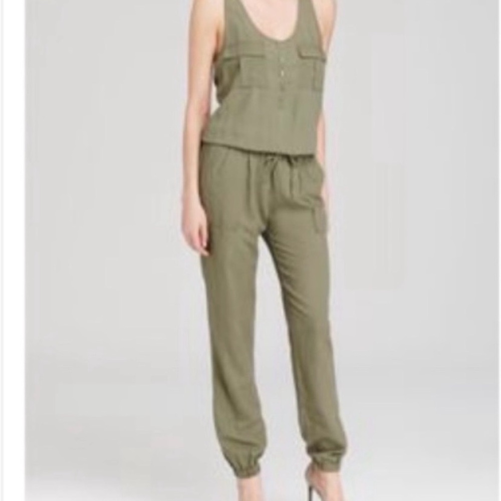 Joie 100% Linen Blend Khaki Sleeveless Jumpsuit